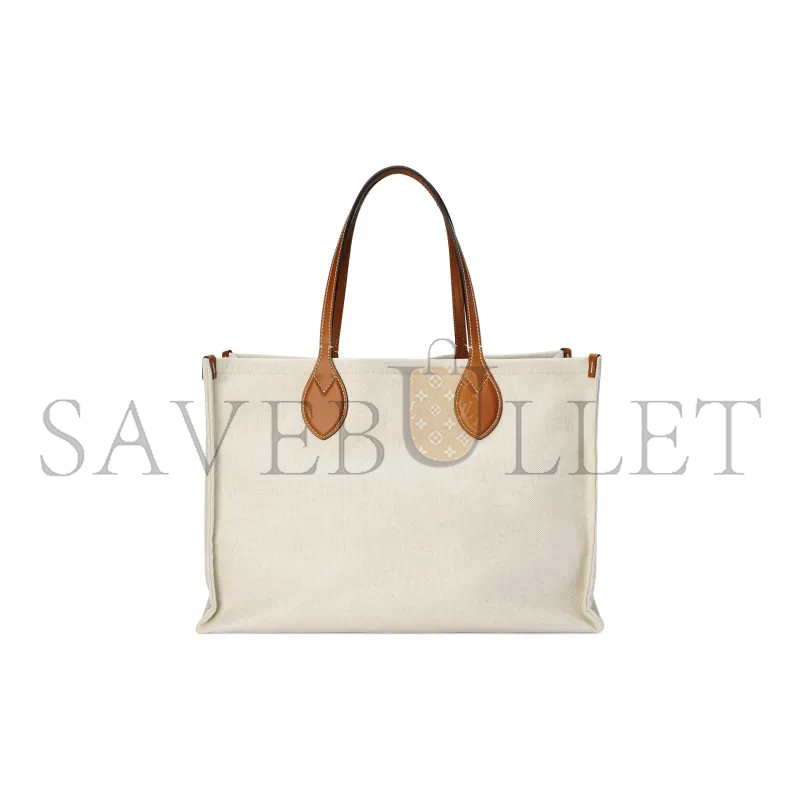 GUCCI PRINT TOTE BAG NEW BEIGE CANVAS 772176 (41*29*18cm)